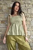 Nonni Gingham Bandeau Cami Olive